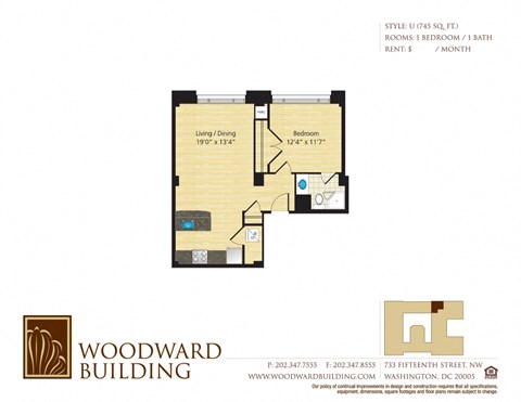 Floor Plan U Woodward at The Woodward Building Apartments, Washington, DC 20005